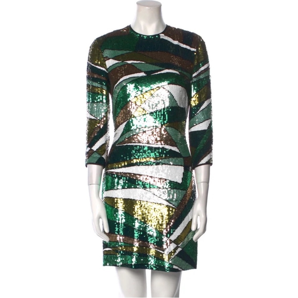 Emilio Pucci Green and Black Sheath Mini Dress
